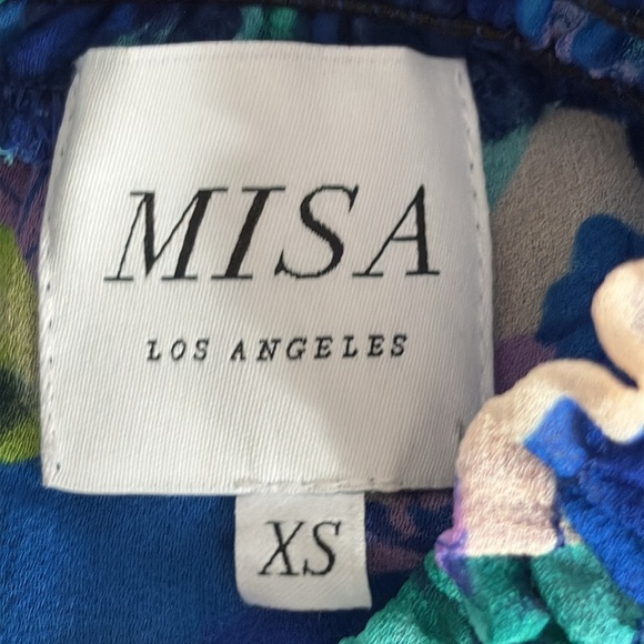 Misa Los Angeles Debra Mock Neck Smocked Waist Sleeveless Floral Blouse -Size XS - Picture 6 of 8